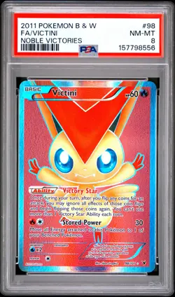 PSA 8 Victini 98/101 Noble Victories Pokemon Card - Image 1