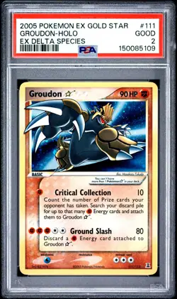 PSA 2 Groudon Holo 111/113 Gold Star EX Delta Species Pokemon Card - Image 1