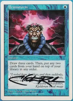 Brainstorm 5th Edition PLD Blue Common SIGNED MAGIC CARD (ID# 521316) ABUGames - Image 1
