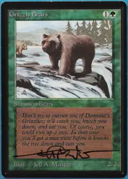 Grizzly Bears Beta PLD Green Common SIGNED MAGIC MTG CARD (ID# 521257) ABUGames - Image 1