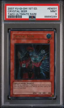 2007 YUGIOH 1ST ED TAEV-EN031 CRYSTAL SEER ULTIMATE RARE PSA 9 MINT #88890289 - Image 1
