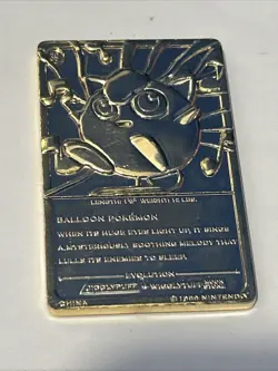 1999 Burger King BK Pokemon 23K Gold Plated Trading Card JigglyPuff - Image 2