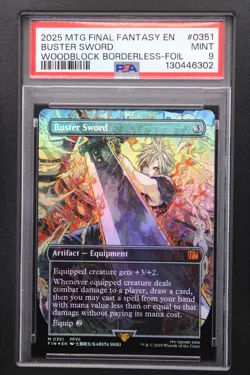 2025 Magic MTG Final Fantasy Buster Sword BL Woodblock Foil Rare #0351 PSA 9 - Image 1