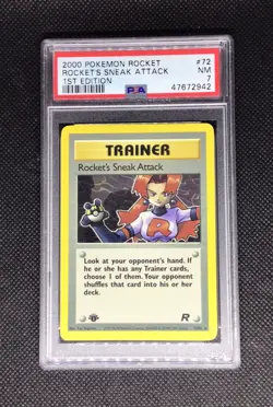 PSA 7 2000 Rocket's Sneak Attack Non Holo 1st Edition Team Rocket Pokemon NM - Image 1