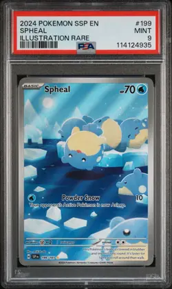 Pokemon TCG Spheal 199/191 Surging Sparks Illustration Rare PSA 9 - Image 1
