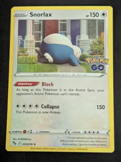 Snorlax Holo Rare 055/078 Pokemon Go Stamped Nm 1x - Image 1