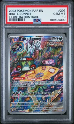 Brute Bonnet PSA 10 🍃 Pokemon Paradox Rift Illustration Rare 207 - Image 1