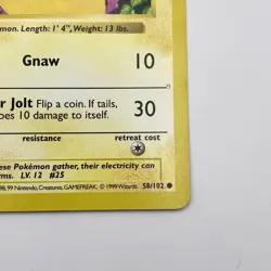 Pikachu Yellow Cheek 58/102 Shadowless MP Common WOTC Pokemon TCG Vintage - Image 5