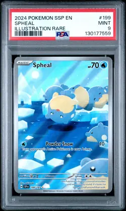 Spheal 199/191 Illustration Rare Ssp En Surging Sparks Pokemon PSA 9 - Image 1