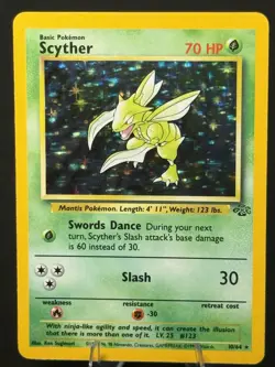 Pokemon Scyther Holo Card No. 10/64 Jungle Set NM/MT Rare Vintage TCG - Image 1