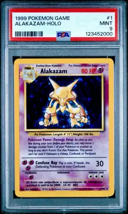 1999 POKEMON BASE SET UNLIMITED #1 ALAKAZAM HOLO PSA 9 MINT LOW POP - Image 1
