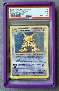 1999 POKEMON BASE SET SHADOWLESS #1 ALAKAZAM-HOLO PSA 1 With Guard - Image 1