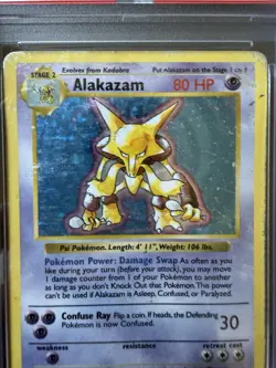 1999 POKEMON BASE SET SHADOWLESS #1 ALAKAZAM-HOLO PSA 1 With Guard - Image 2