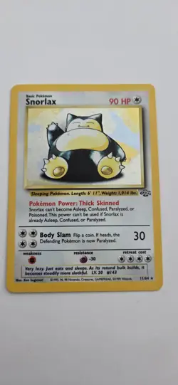 Pokemon TCG Snorlax Jungle Holo Card 11/64 Unlimited Rare - Image 1