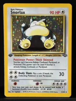 Pokemon Snorlax Jungle 1st Edition Holo Card 11/64 MP+ - Image 1