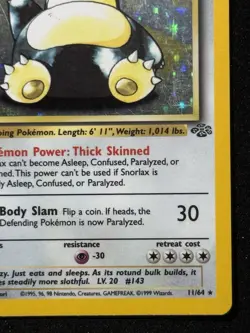Pokemon Snorlax Jungle 1st Edition Holo Card 11/64 MP+ - Image 4
