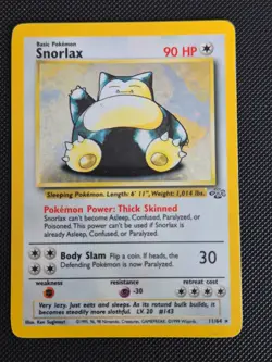 Pokemon TCG Snorlax Jungle Holo Card 11/64 Unlimited Rare - Image 1