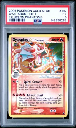 PSA 5 GYARADOS GOLD STAR 102/110 | EX Holon Phantoms Holo Pokemon Card - Image 1