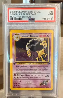 Pokemon 2000 Sabrina's Alakazam 1st Edition Holo Gym Challenge PSA 9 - Image 1
