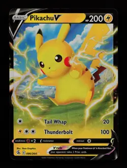 Pikachu V 086/264 Holo Holo V Rare Fusion Strike Pokemon Cards - Image 1