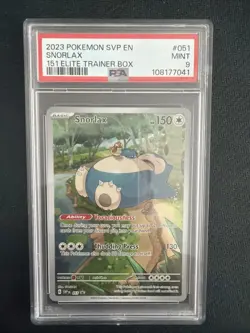 2023 Pokemon PSA 9 Snorlax #51 S&V 151 ETB Black Star Promo Mint - Image 1