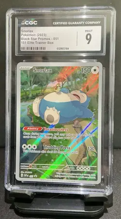 CGC 9 Snorlax SVP 051 - 151 ETB Black Star Promo Pokemon Card Mint Slab - Image 1