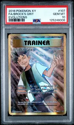 Brock's Grit Full Art 107/108 Holo XY Evolutions Pokemon Card PSA 10 2016 - Image 1