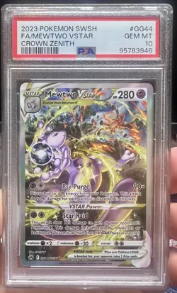 Pokemon Mewtwo VSTAR Crown Zenith Galarian Gallery Alt Art #GG44 PSA 10 Gem Mint - Image 1