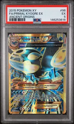 2015 Pokemon Primal Kyogre EX Full Art Holo Ancient Origins 96/98 PSA 5 EX - Image 1