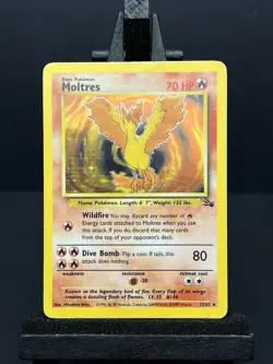 Moltres Pokemon Card Holo WOTC 12/62 Fossil Set Rare Vintage 1999 Original HP - Image 1