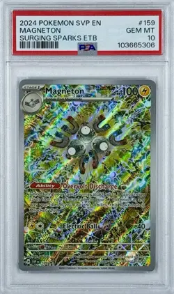 2024 Pokemon SVP EN-SV Surging Sparks ETB Black Star Promo #159 Magneton PSA 10 - Image 1