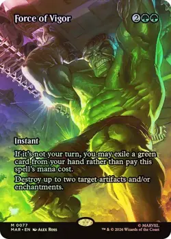 Magic The Gathering MTG FORCE OF VIGOR BORDERLESS FOIL Marvel Universe NM - Image 1
