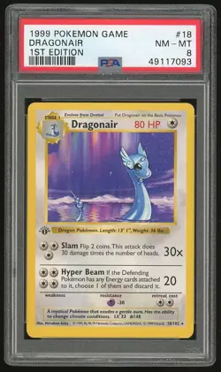 1999 Pokemon 1st Edition Shadowless Dragonair #18 PSA 8 - Image 1