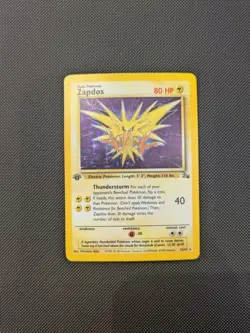 Pokemon TCG Zapdos Fossil Holo Card 15/62 Vintage 1999 WOTC 1st Edition - Image 1
