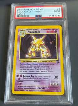 PSA 9 Alakazam 1/130 Holo Rare Base Set 2 Pokemon Card WOTC 2000 Vintage Mint - Image 1
