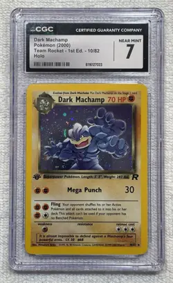 CGC 7 DARK MACHAMP Holo (Team Rocket) 10/82 Pokemon Card 1st edition 2000 - Image 1