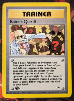 Pokemon Card - Blaine's Quiz #1 Gym Heroes 97/132 Rare 1st Edition LP - Image 1