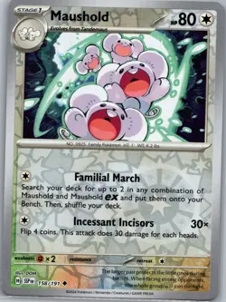 Tandemaus & Maushold, Reverse Holo, Cute Pokemon 2 Card Set, Surging Sparks - Image 3
