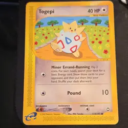 Pokemon Togepi 114/147 Basic 40 HP Regular Nintendo 2002 Card - Image 1