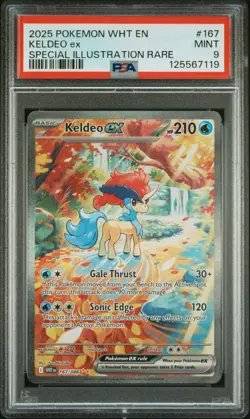 2025 POKEMON WHT EN-WHITE FLARE SPECIAL ILLUSTRATION RARE #167 KELDEO EX PSA 9 - Image 1