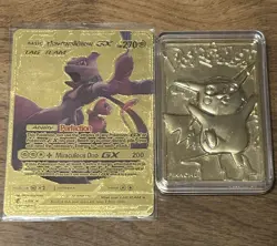 PIKACHU Pokemon 23K Gold Plated TCG 1999 Limited Edition No 25 +Bonus Mew Card - Image 1