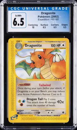 2002 POKEMON EXPEDITION #43/165 DRAGONITE CGC 6.5 - Image 1