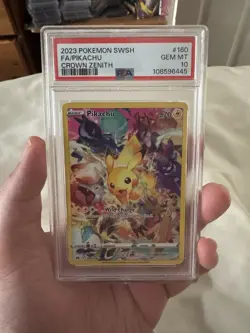Pokemon Pikachu Holo Full Art Secret Rare Card 160/159 Crown Zenith PSA 10 - Image 1