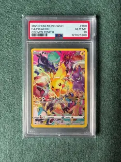 Pokemon Pikachu Holo Full Art Secret Rare Card 160/159 Crown Zenith PSA 10 - Image 1