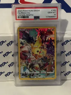 Pokemon Pikachu Holo Full Art Secret Rare Card 160/159 Crown Zenith PSA 10 - Image 1