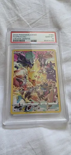 Pokemon Pikachu Holo Full Art Secret Rare Card 160/159 Crown Zenith PSA 10 - Image 1
