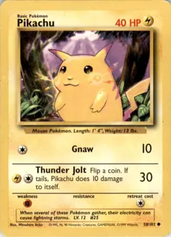 1999 Pokemon Base Set #58 Pikachu EX-MT - Image 1