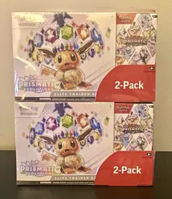 2x Pokemon TCG Prismatic Evolutions ETB with Booster Bundle Costco 2-Pack Sealed - Image 1