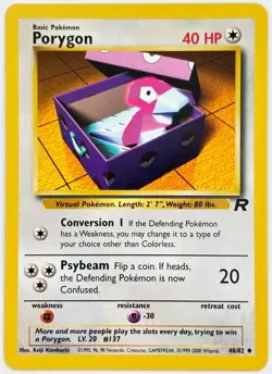 Porygon 48/82 Team Rocket Pokemon 2000 Near Mint - Image 1