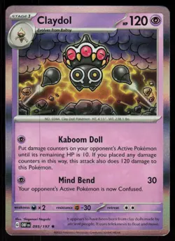 Claydol 095/197 Rare Obsidian Flames Pokemon Holo Near Mint - Image 1